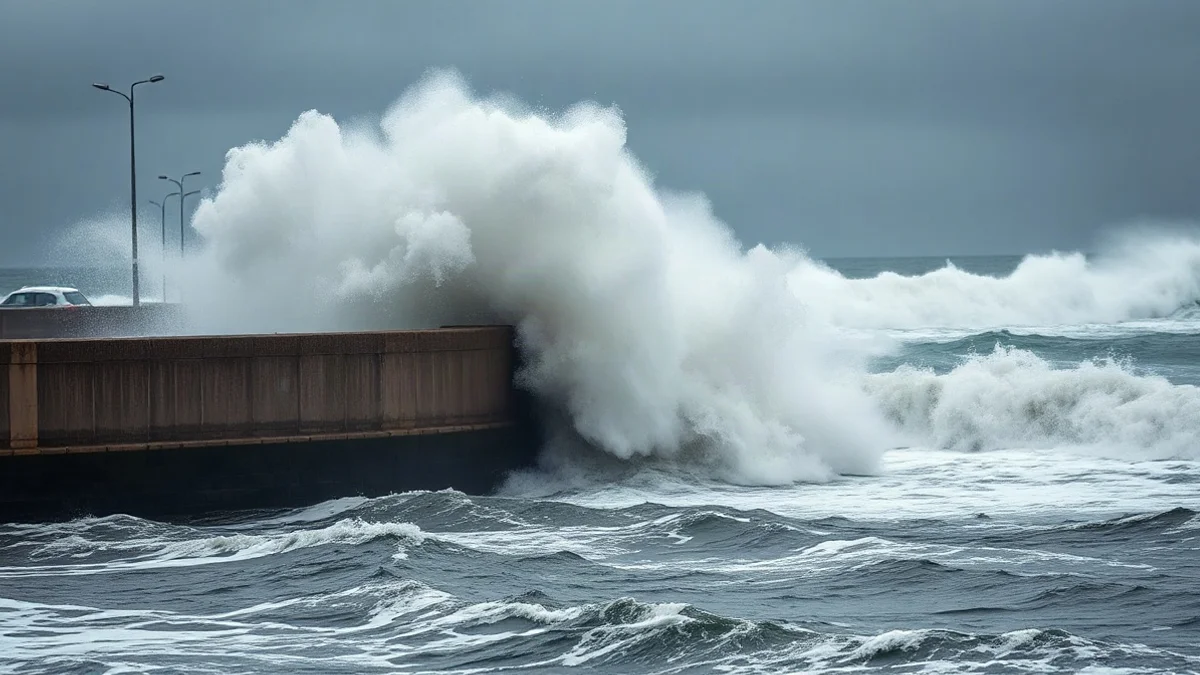 Une vague géante renverse un journaliste en direct sur la côte en Espagne
