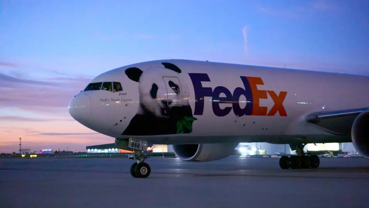 Гигантские панды прибыли из Китая в зоопарк Атланты рейсом FedEx